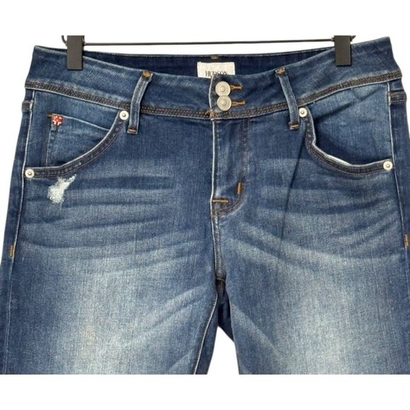 Hudson Signature Bootcut Jeans Medium Wash Distressed Mid Rise Rare Size 30 x 34 - Picture 2 of 9